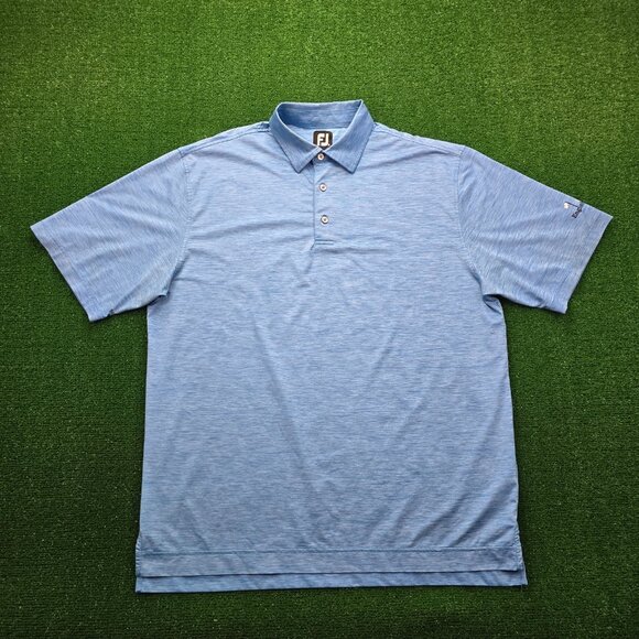 Footjoy Polo Shirt Mens XL Blue Performance English Turn Golf Club Summer Casual - Picture 1 of 11